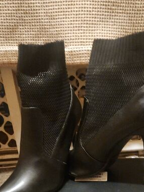 Women's Black Knit Sock Booties - Elegant Heeled Ankle Boots